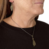 Antique Brass Leaf Necklace with Antique Brass Chain